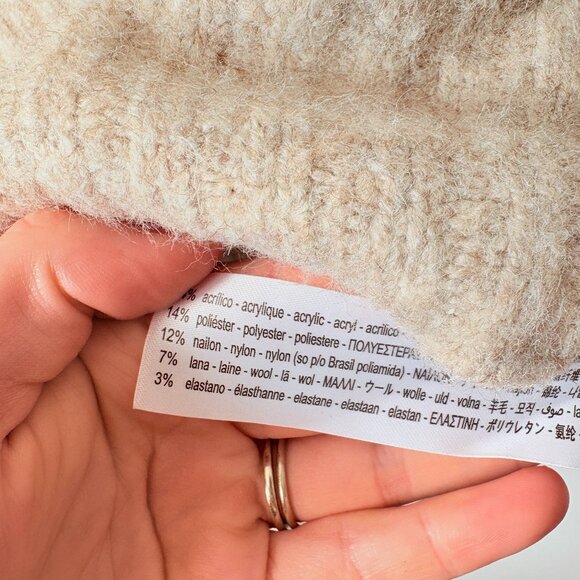 Zara Soft Knit Oversized Turtleneck Jumper Sweater Beige M-L - Picture 10 of 10